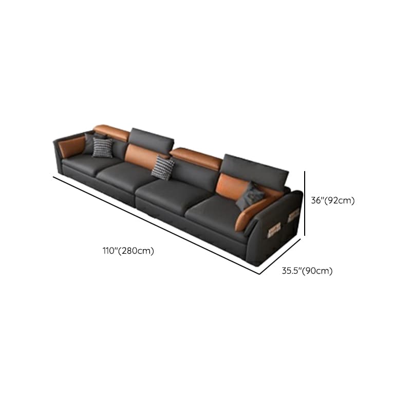 Gray Tech Cloth Large Over 109 in Pine Wood Non-Tufted Pocket Storage Gray Sectionals - image 25