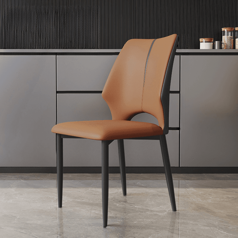 Trendy Winged-back Side Chair in Pu Leather with Midnight Black Alloy Legs, Secure and Stylish - image 3