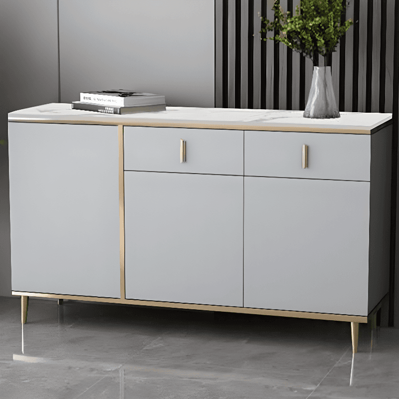 Art Deco Sideboard with 2 Drawers, Narrow/Standard Size, 3 Shelves, Sintered Stone Countertop, 4/3 Doors, Self-supporting - image 3