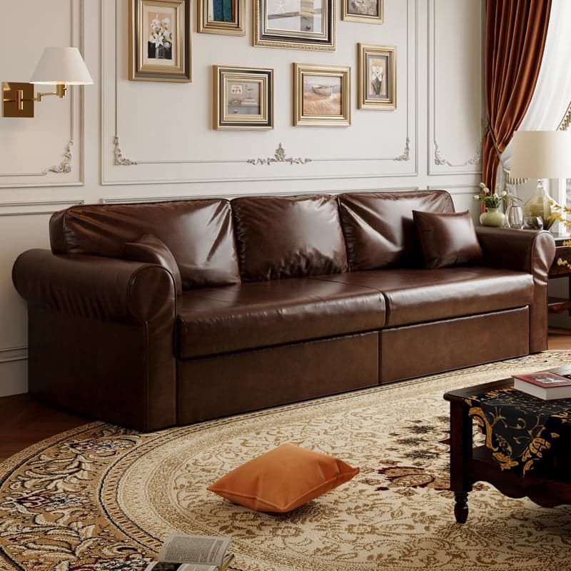 Modish Solid Color Stain Resistant Standard Sofa in Black/Jade Green/Taupe for 4-seater/5 Person with 2 Pillows - image 4