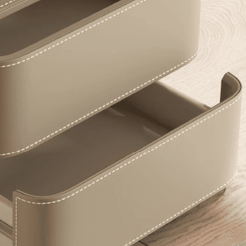 Modish Nightstand With Drawer Organization Featuring 2 Drawers and Pleather Countertop - image 13