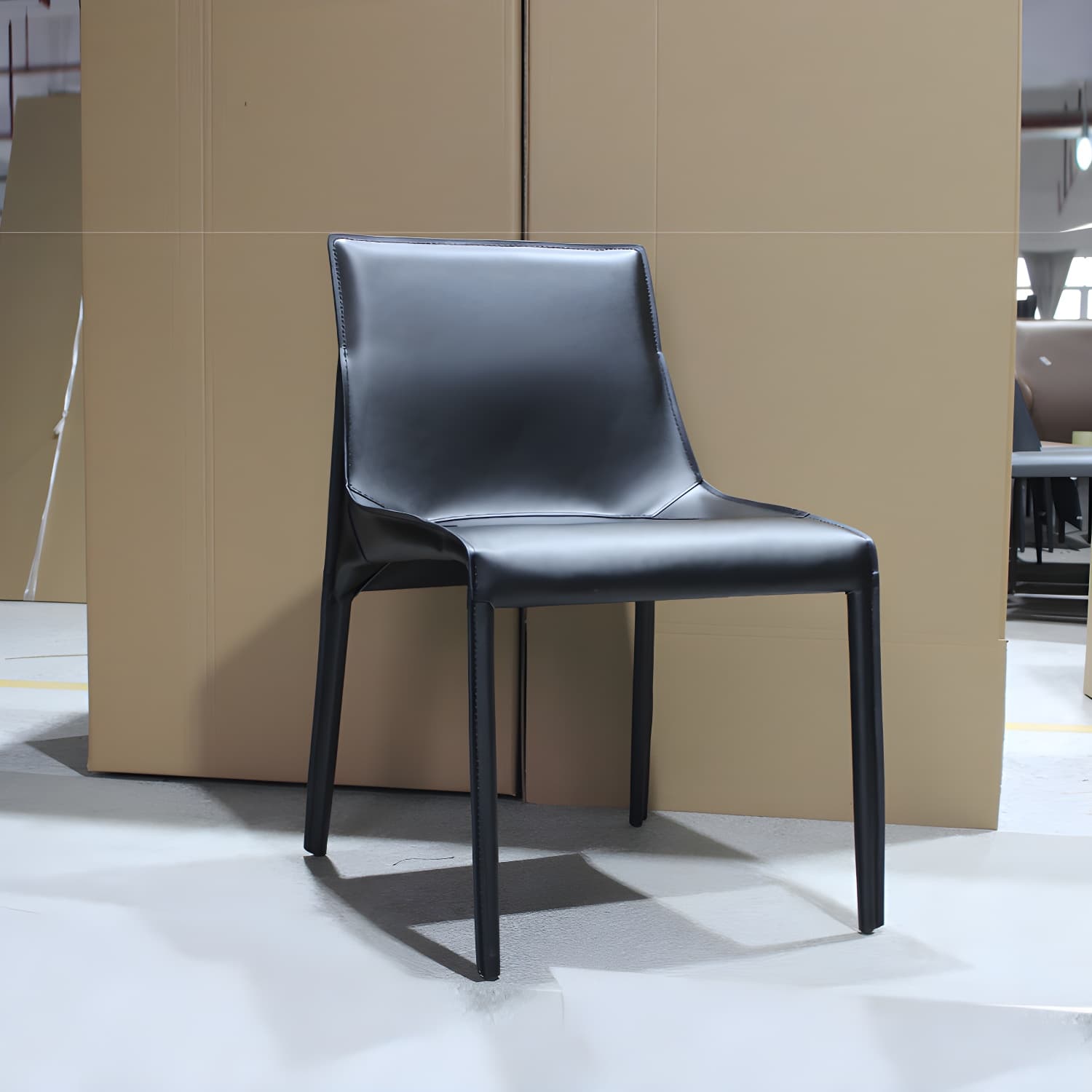 Designer Style Leather Dining Chair Matte Finish Parsons Dining Side Chair