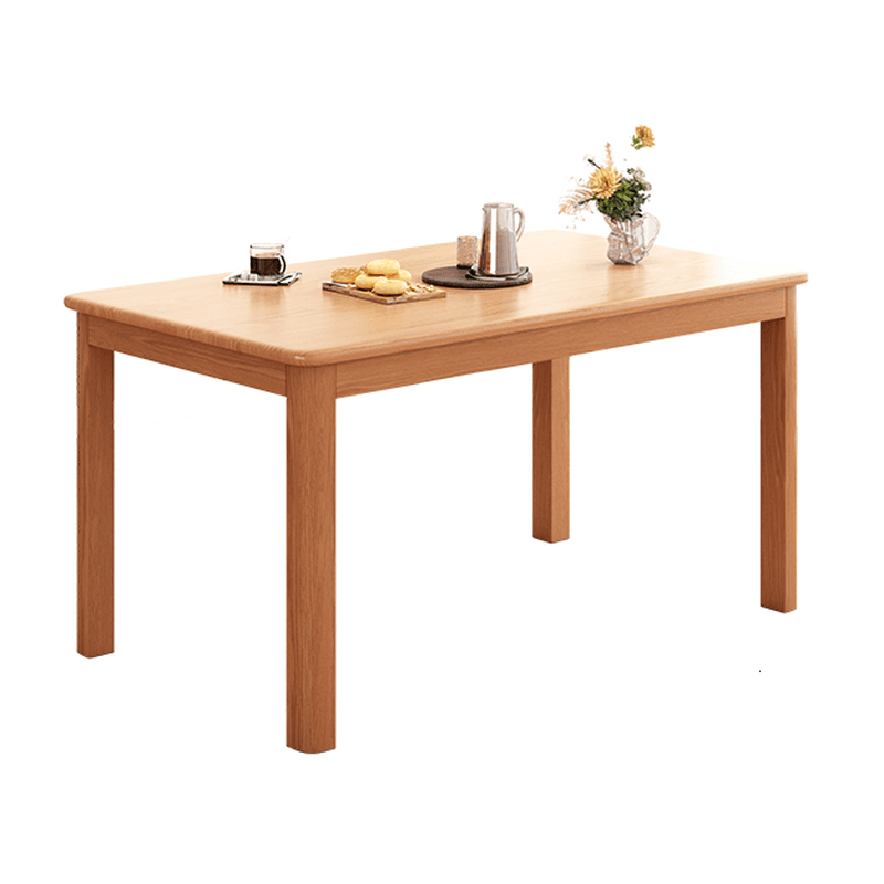 Minimalist Rectangular Dining Table Set with 4 Legs and Natural Wood Top, Featuring Back Seat