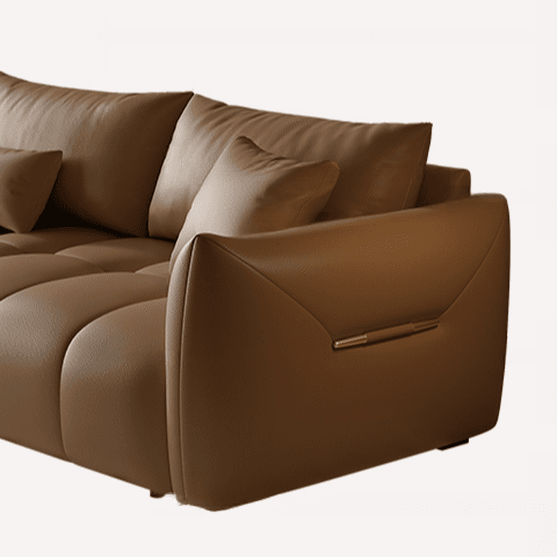 Contemporary Modern Solid Color Standard Sofa in Gray/Amber Color/Off-White for 3 with 3 Pillows - image 17