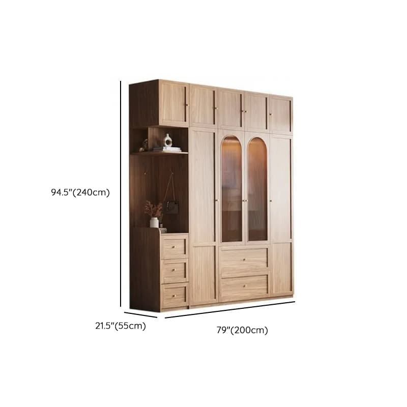 Minimalist Timber Sepia Cabinet Armoire with Interior Shelves & Clothing Rack & Soft Close Drawer & Soft Close Door - image 46