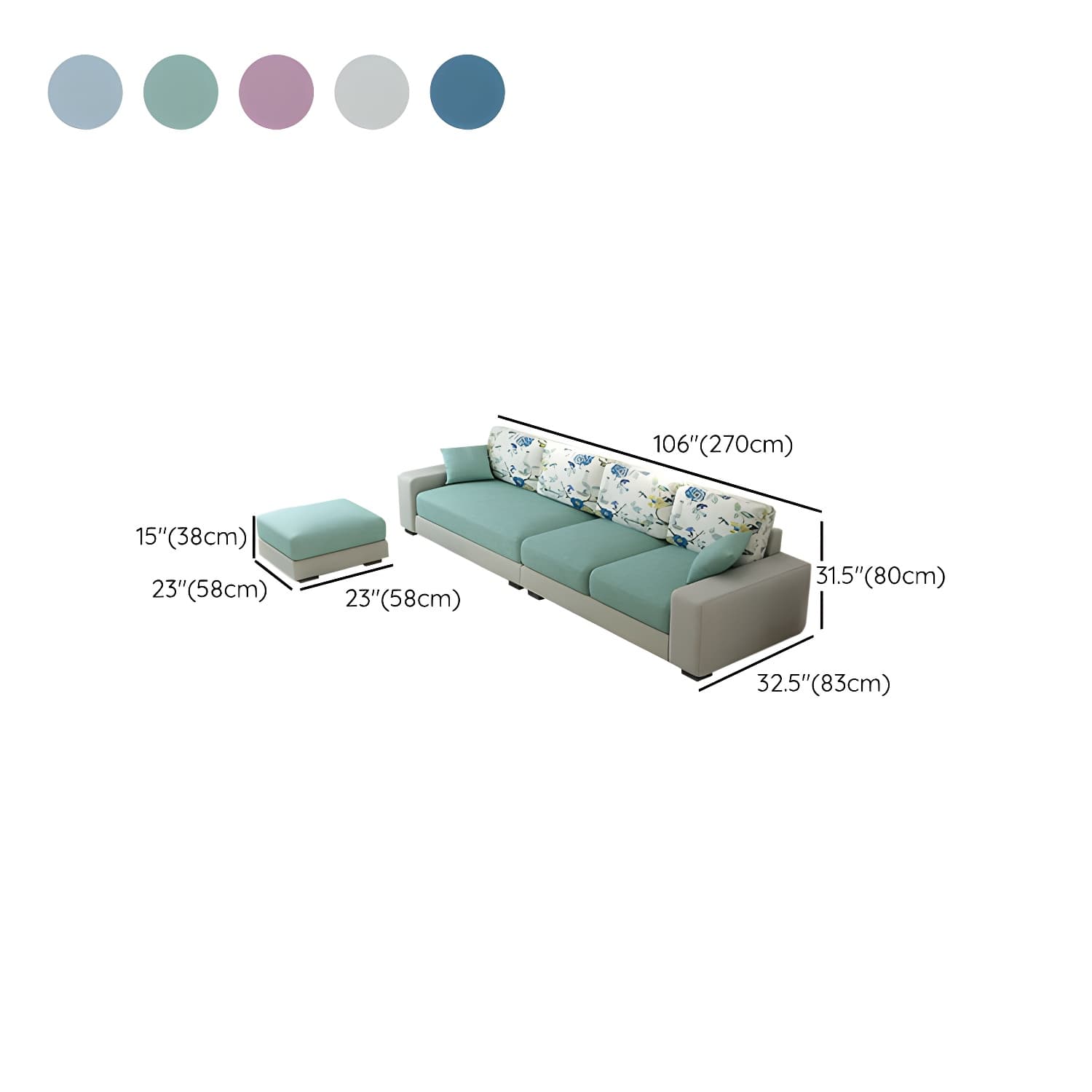 Scandinavian Wood Frame Straight Sofa with Cushion Back and Slipcover in 3 Piece Set - image 30