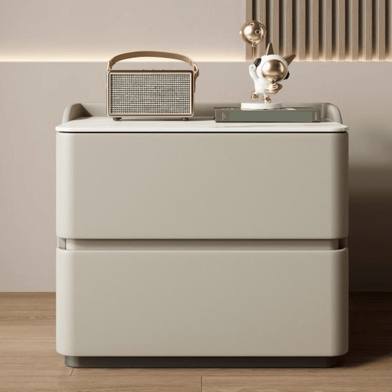 Minimalist 2 Tiers Drawer Storage Bedside Table with Faux Marble Top - image 13
