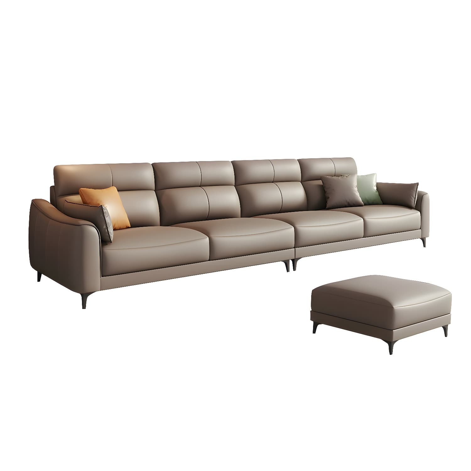 Modern Brown Stationary Sectional Sofa with Sloped Arms and Cushion Back - image 9