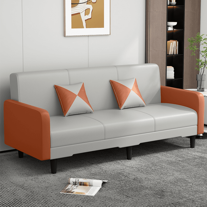 Convertible Sofa in Gray/Cerulean/Off-White with Armrest and 3 Pillows - image 22
