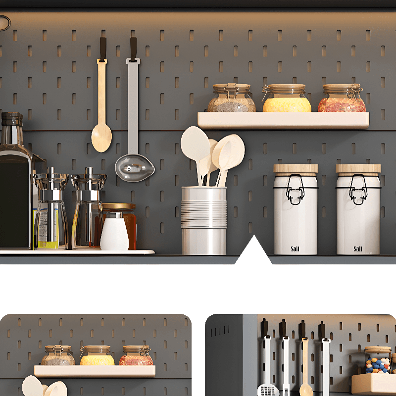 Mobile Sideboard with Caster Wheels, Steel Countertop, and Microwave Organizer - image 5