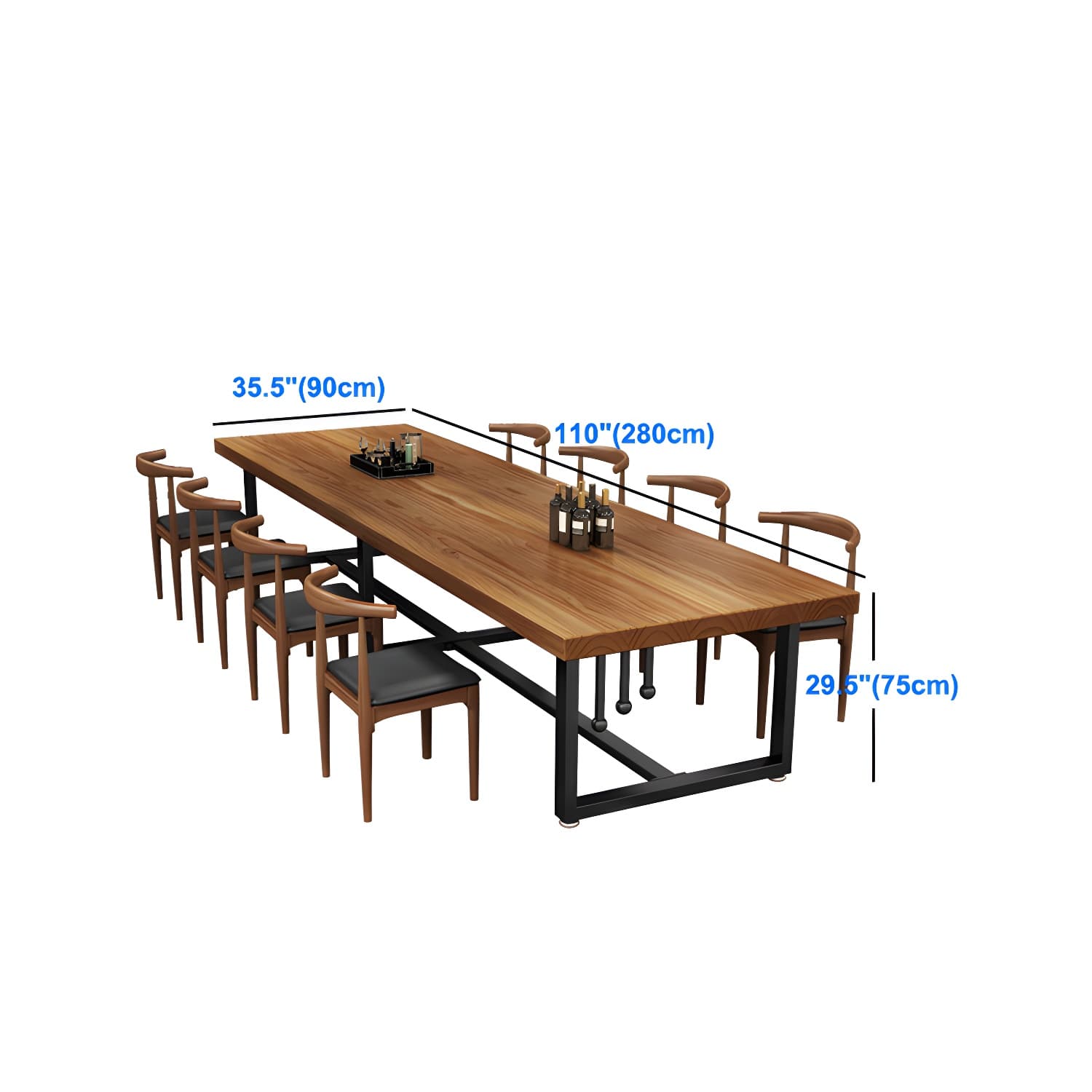 Pine Solid Wood Dining Table Rectangle Dining Table with Trestle Base - image 23