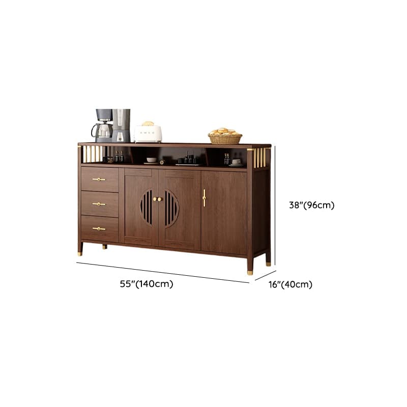 Espresso Standard/Wide/Narrow Timber Sideboard with 4 Doors/3 Doors/2 Doors, Adaptable Shelf and Pantry Hutch, 3 Drawers/6 Drawers/2 Drawers Included/Not Included - image 19
