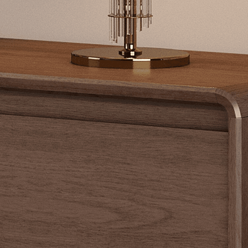 Mid-Century Modern Natural Wood TV Stand with Shelf, 2-Drawer, Hutch, and Cable Management - image 7