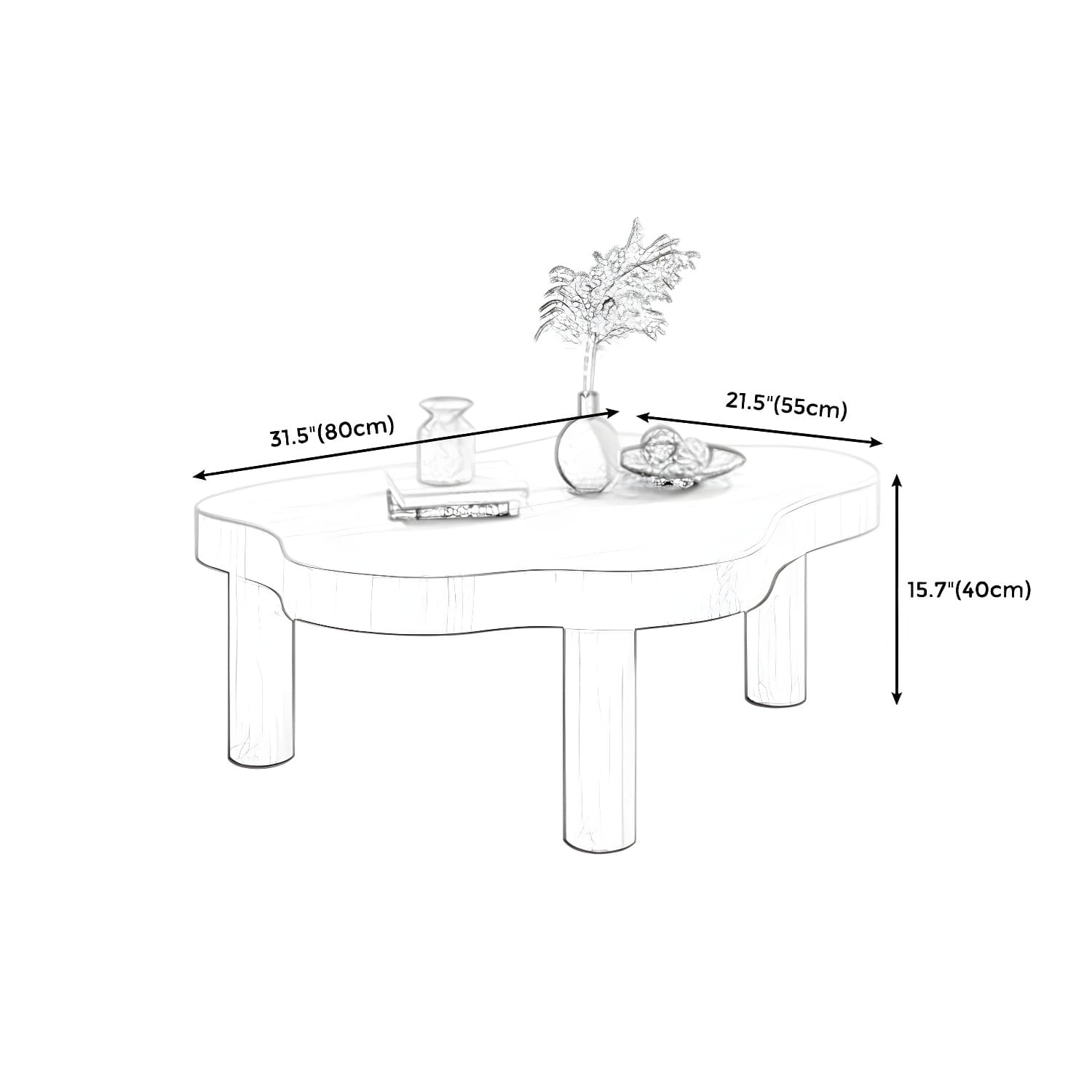 Contemporary 3 Legs Coffee Table Wood Cloud Shaped Cocktail Table - image 15