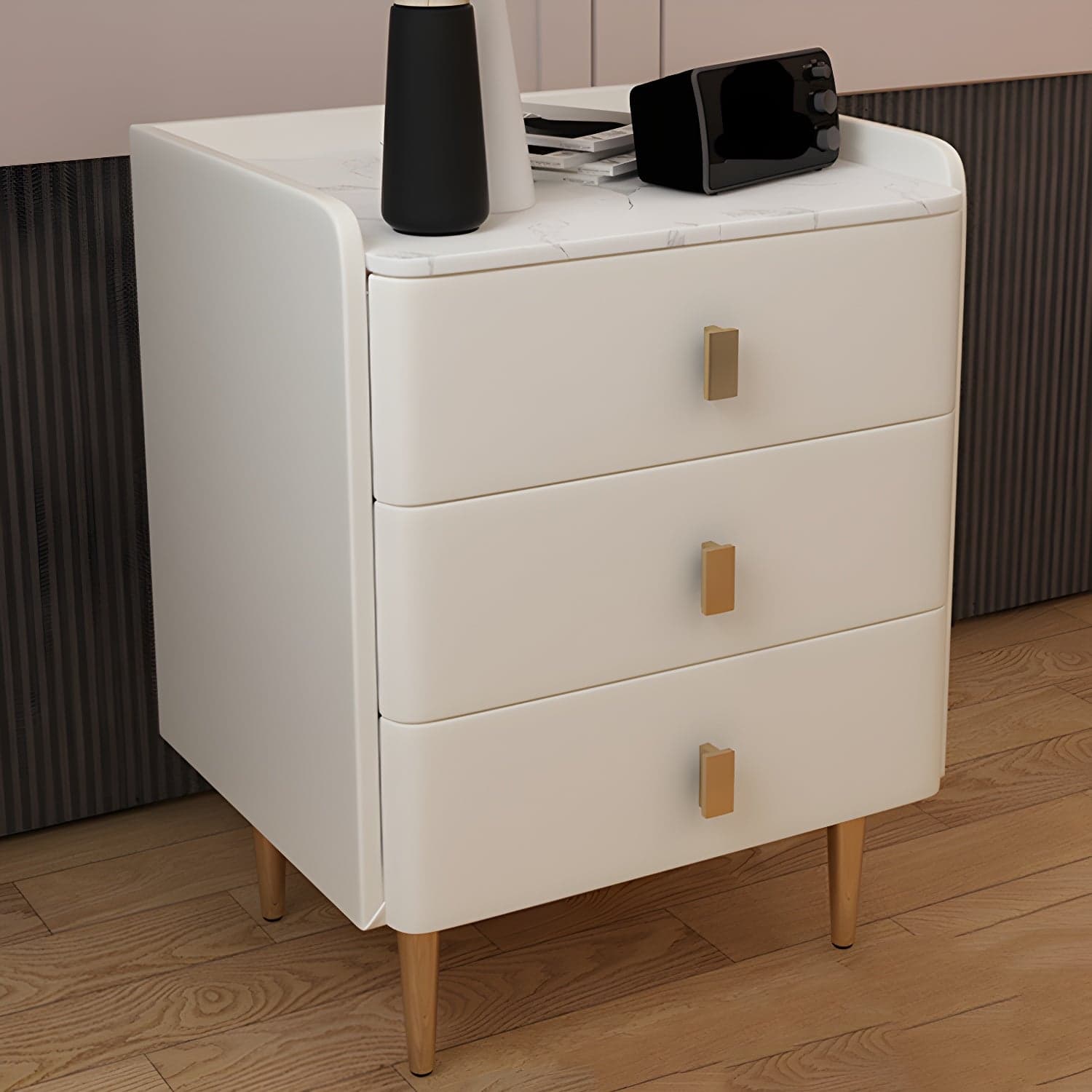 Glam Drawers Included Accent Table Nightstand 22.5" Tall with Legs - image 9