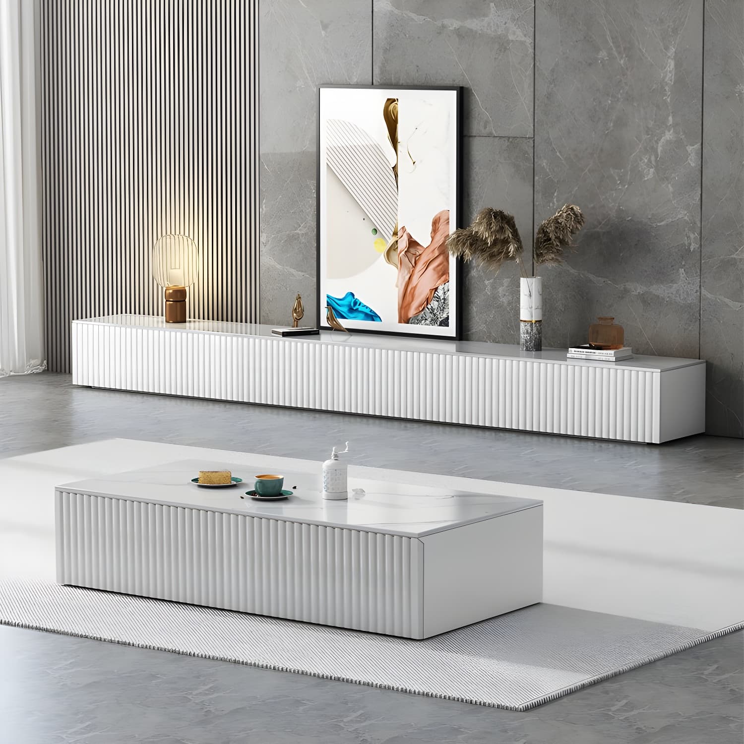 Contemporary TV Stand Console Wood TV Media Stand with Drawers - image 10