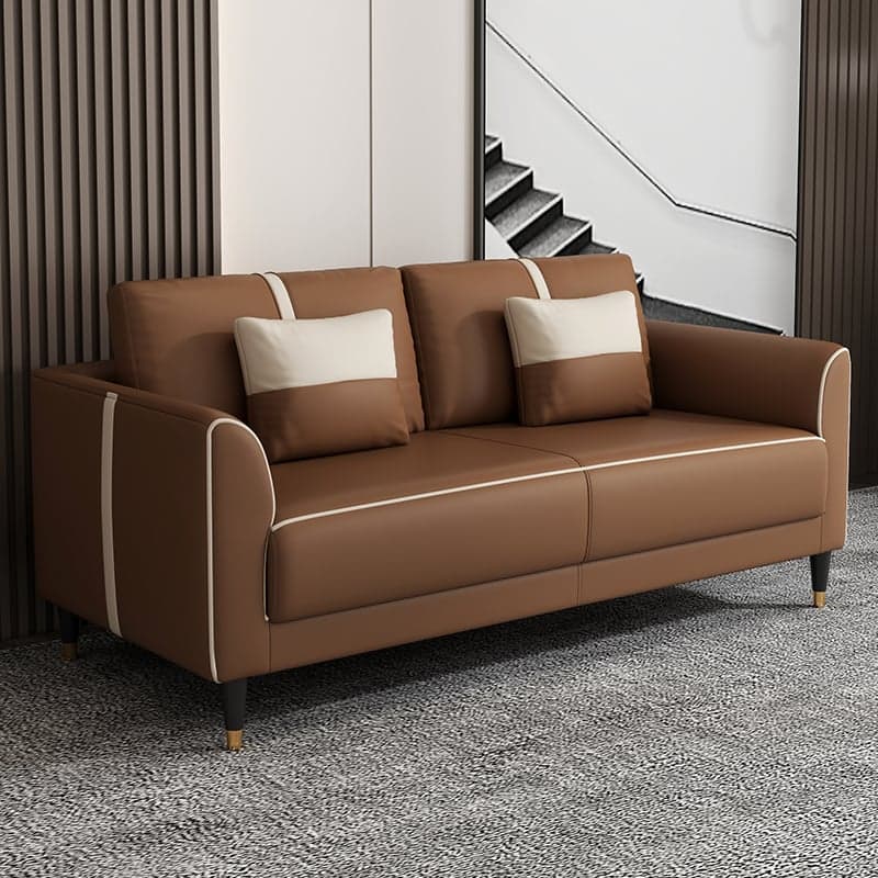 Trendy Scratch-durable Lime Green/Cocoa/Coffee Sofa Couch with Flared Arm, 3-Seater, 2 Pillows, and Wide Pillow Back - image 3