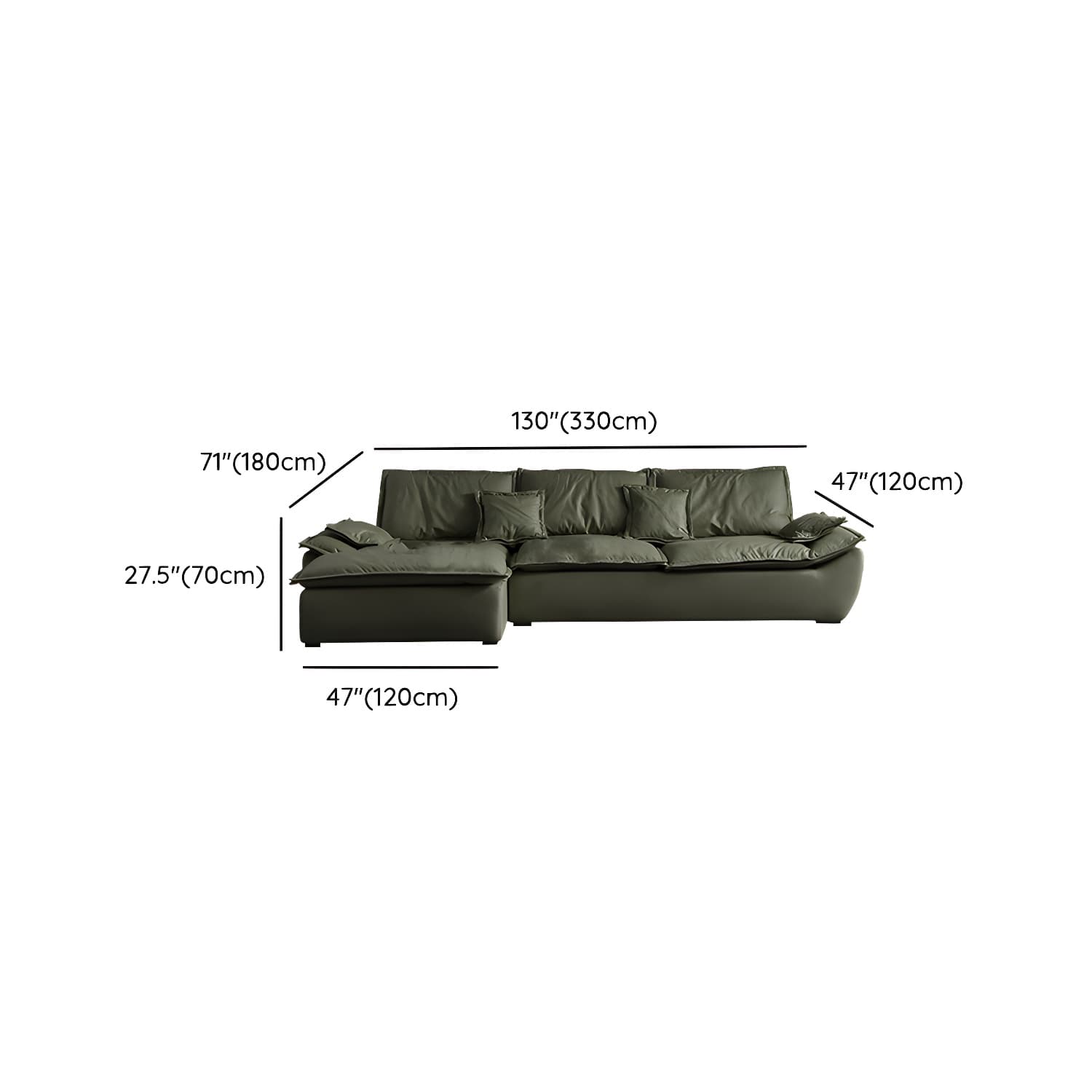 Modern Green Silicone Rubber Stationary Sectional Sofa with Pillow Top Arm - image 15