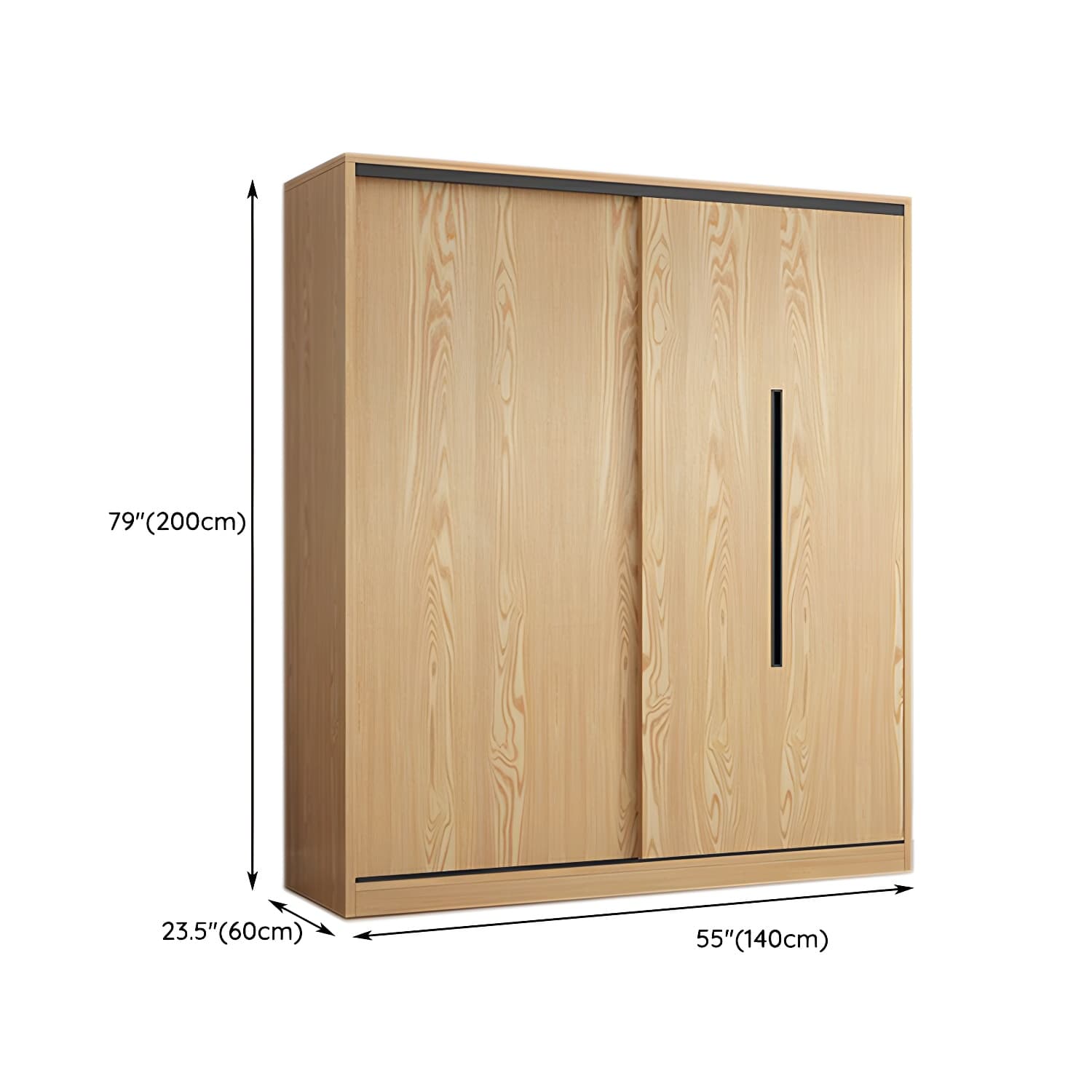 Contemporary Wood Sliding Cloth Rod Included Wardrobe for Bedroom - image 15