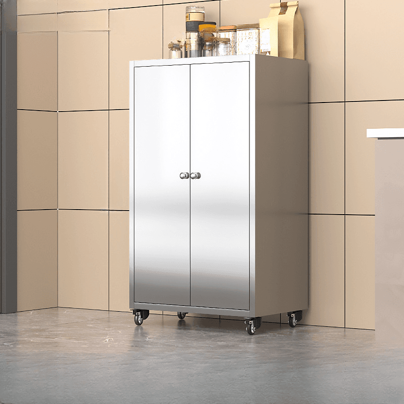 Metallic Sideboard on Roller Wheels with Stainless Steel Countertop - image 8