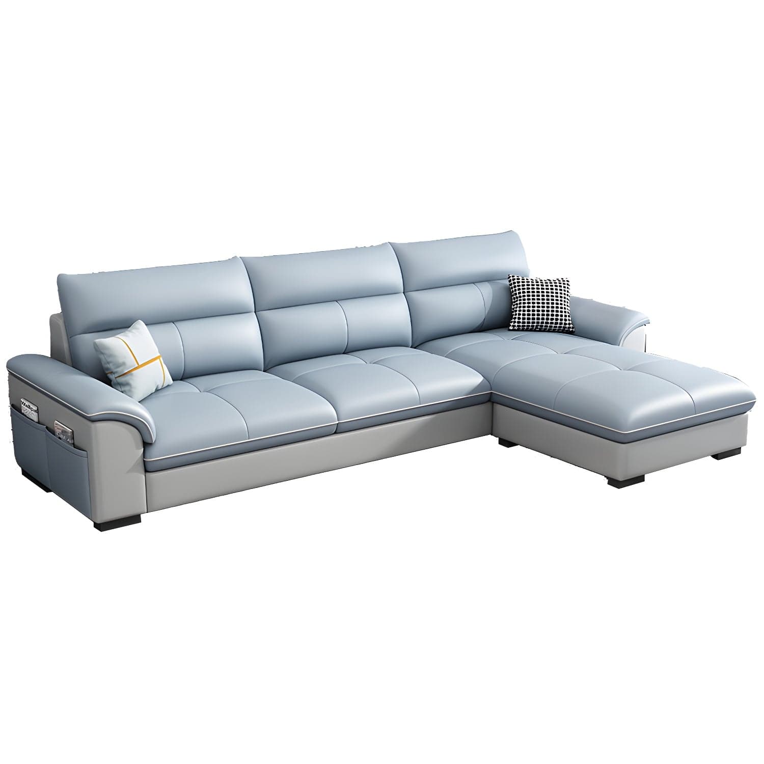 Modern Tech Cloth L-Shape Reversible Corner Sectional with Chaise in Black Pine Wood - image 13