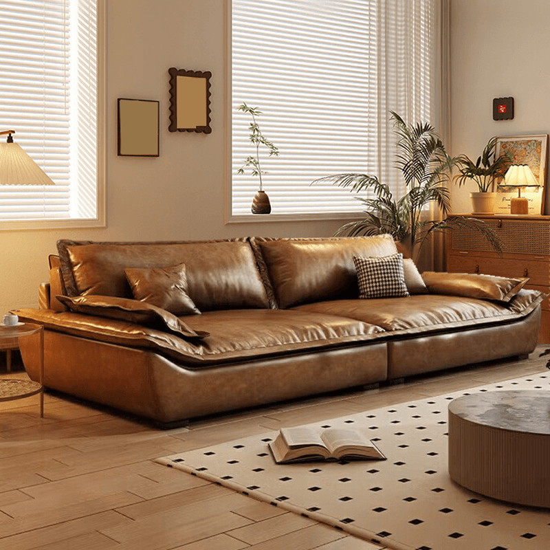 Simplistic Solid Color Tear Resistant Light Brown Standard Sofa for 4/for 3/for 2