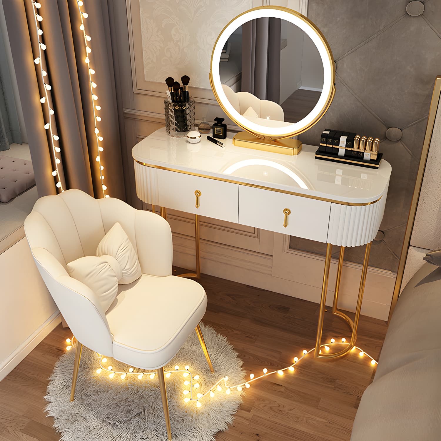 Glam Bedroom Vanity Dressing Table Wood Vanity Dressing Table Set - image 6