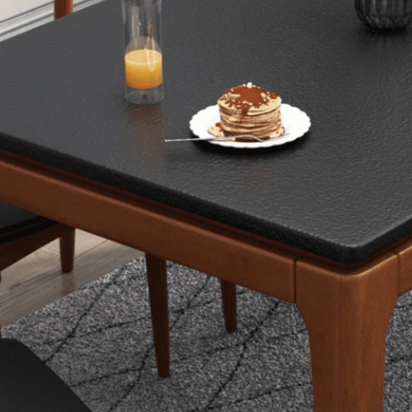 Scandinavian Rectangular Sintered Stone Dining Table Set with Four Legs Fixed Table for 4/2 People in Ink/Chalk - image 6