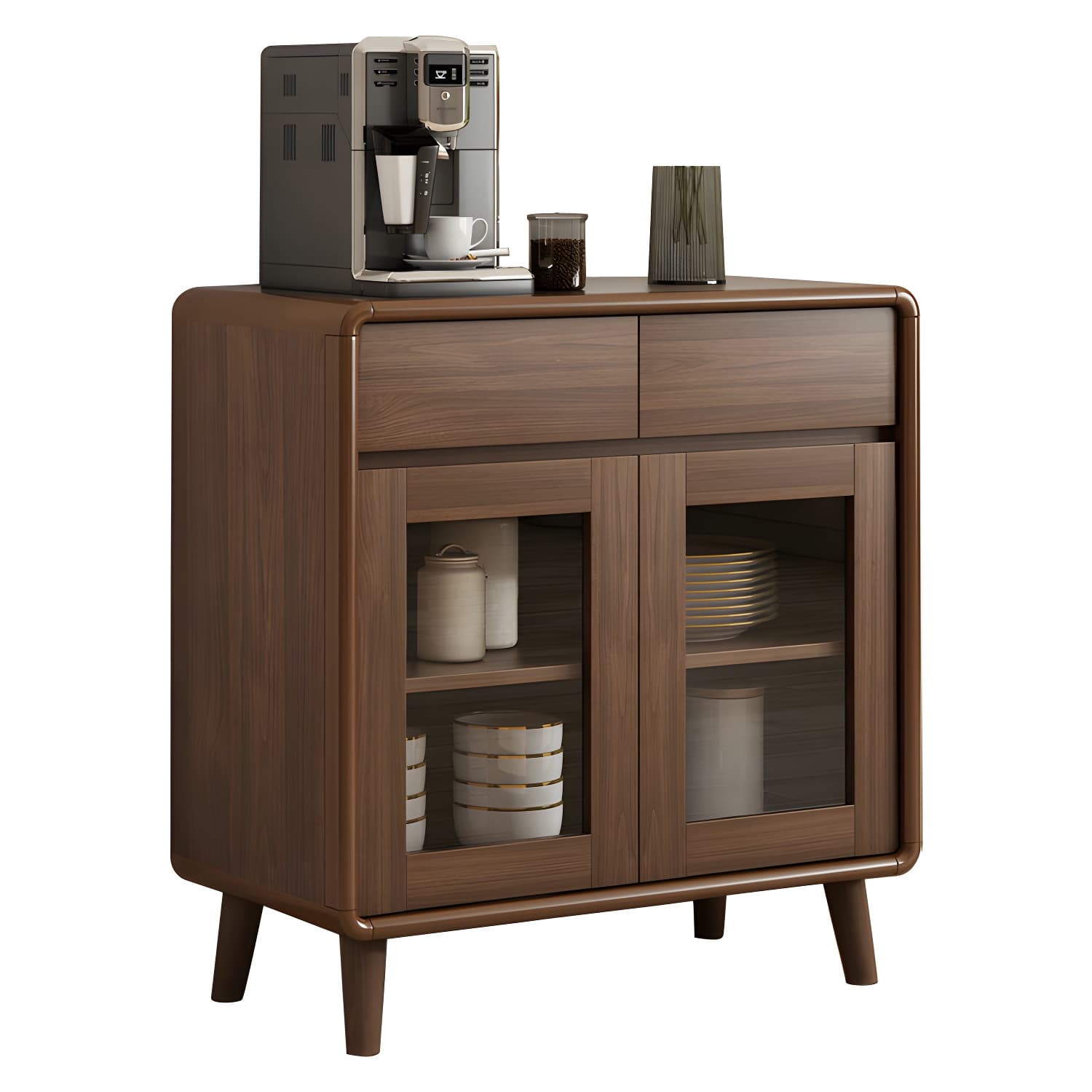 Modern Brown Wood Sideboard with Cabinets and Drawers - Stylish and Functional Buffet for Storage - image 5