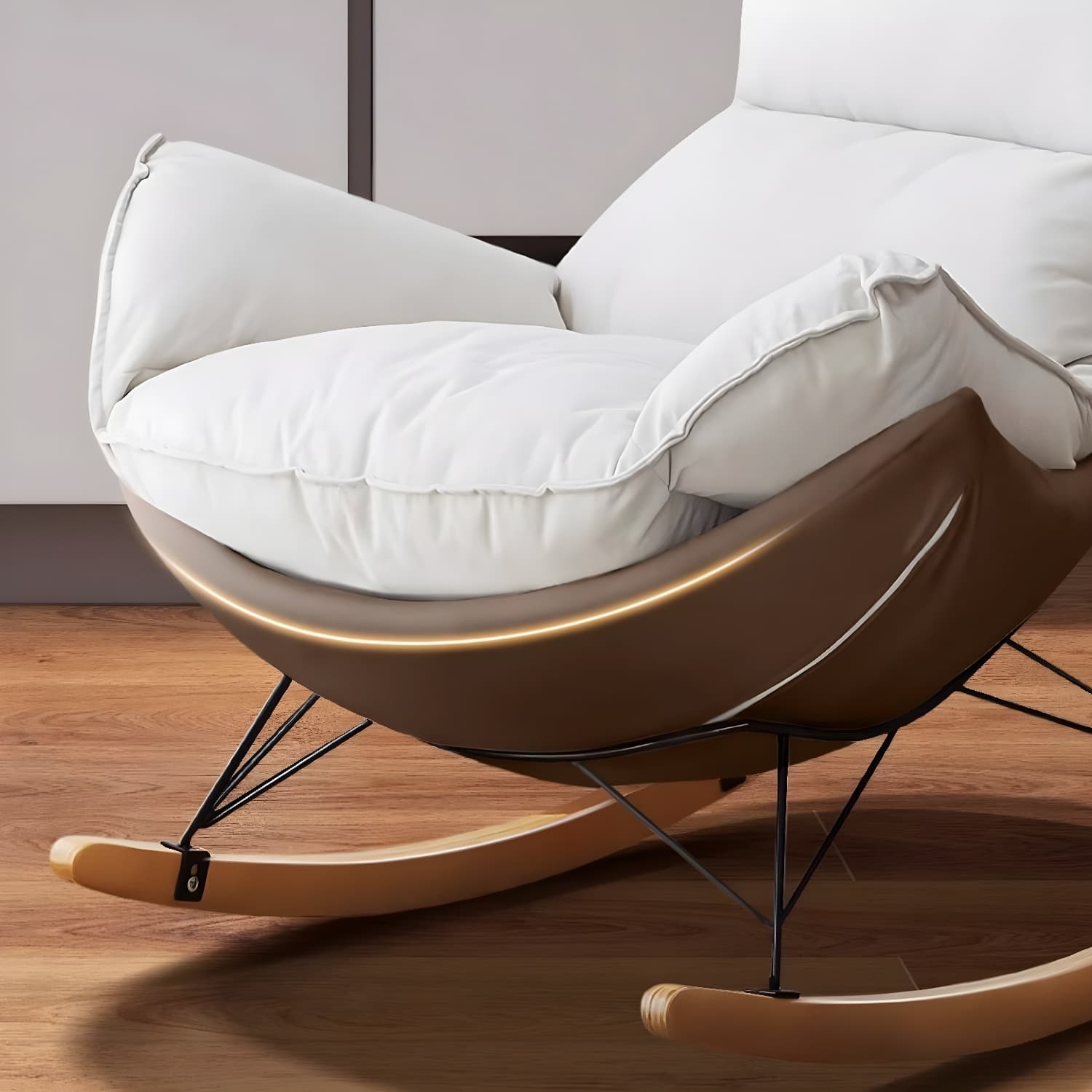 Stylish and Comfortable Modern Upholstered Rocking Chair with Removable Back Cushion - image 16