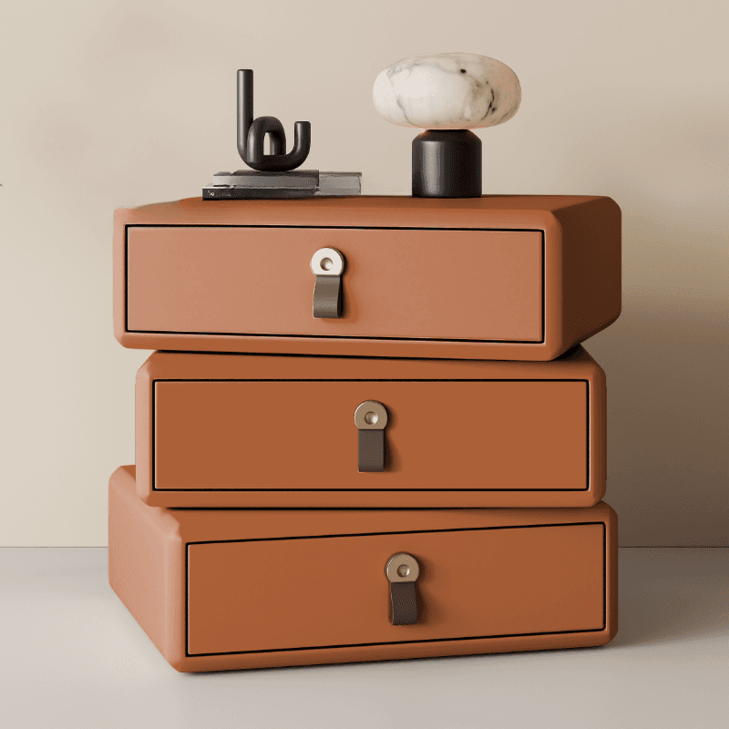 Organic Modern Nightstand With Drawer Organization Featuring 3 Drawers and Pleather Countertop - image 9