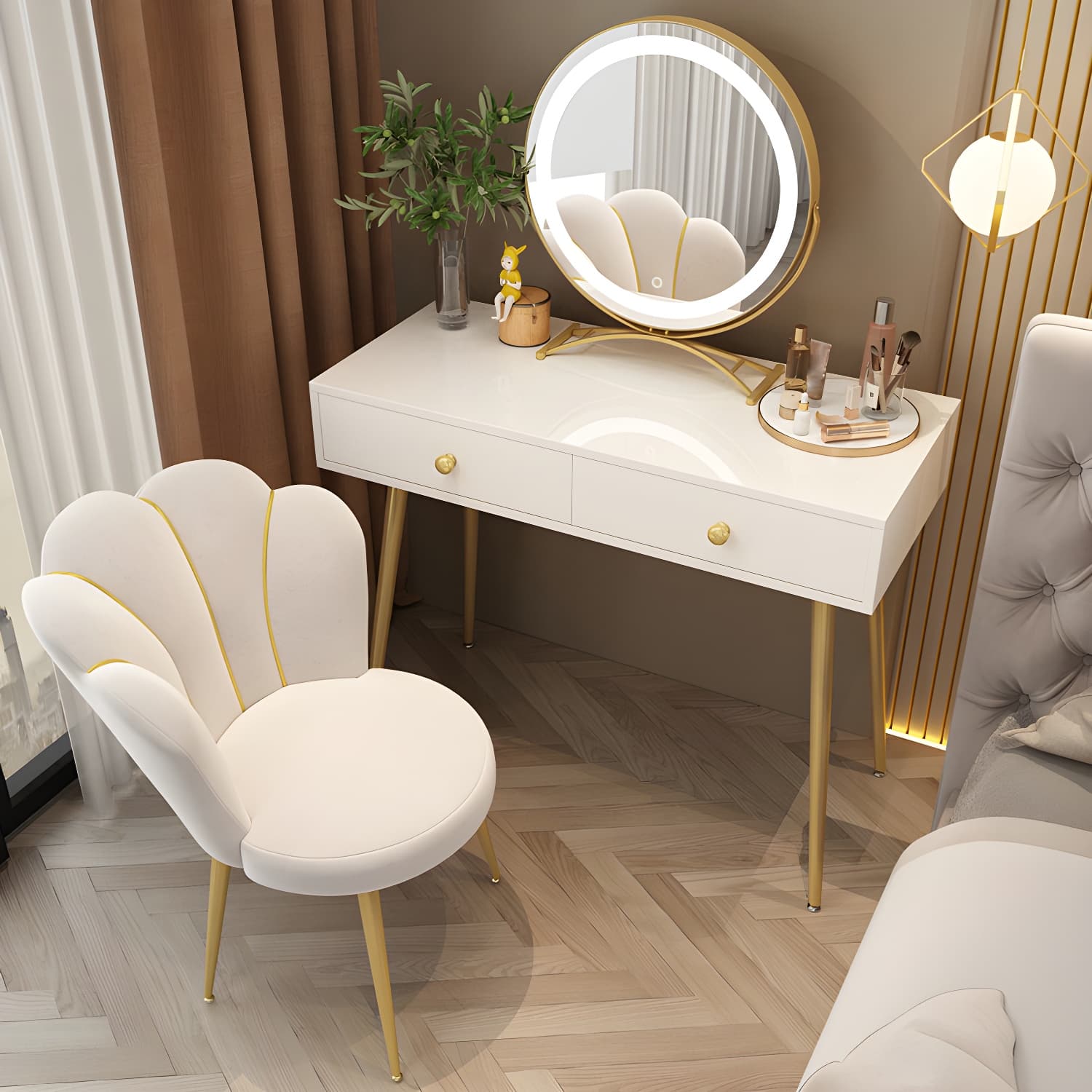2-Drawer Vanity Tables Bedroom Makeup Vanity Desk Table with Drawer - image 4