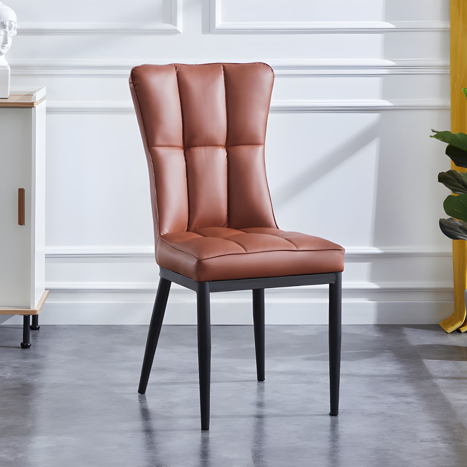 Upholstered Armless Dining Chairs Solid Back Side Chairs with Metal Legs - image 4