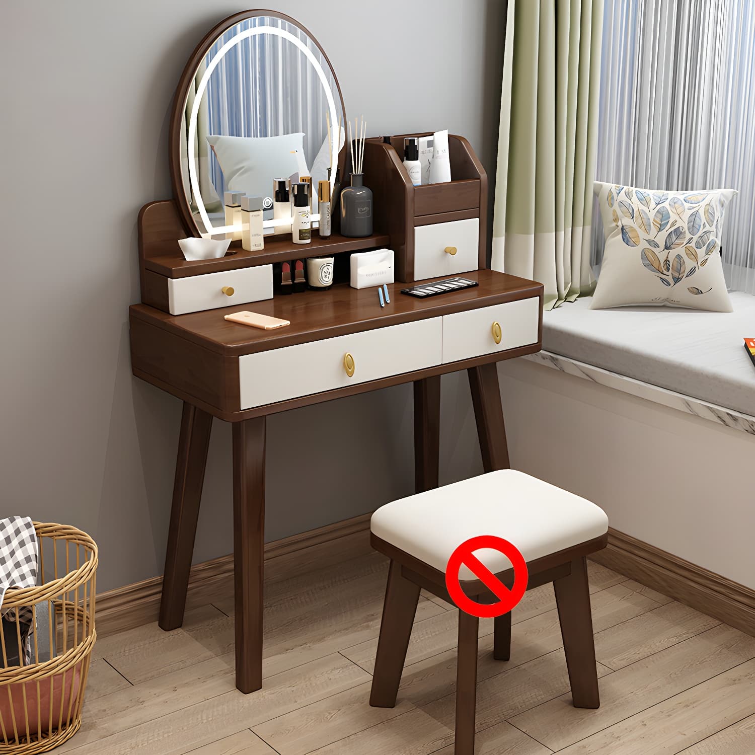 Traditions Dressing Table Bedroom Solid Wood with Drawer Mirror Make-up Vanity - image 19