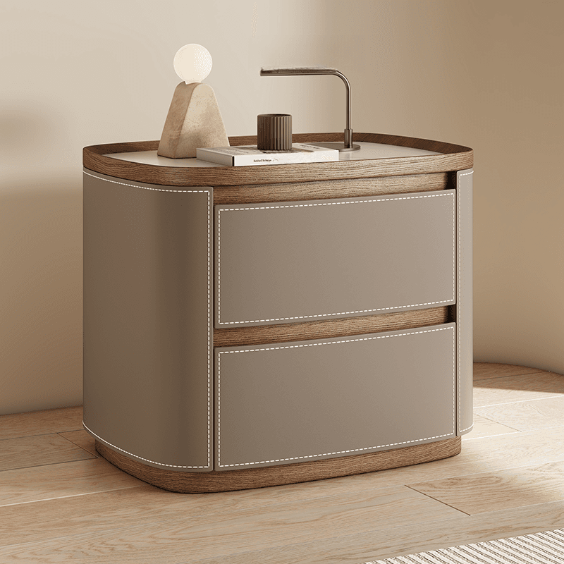 Modern Simple Style Nightstand With Drawer Storage Featuring 2 Drawers and Stone Countertop - image 7
