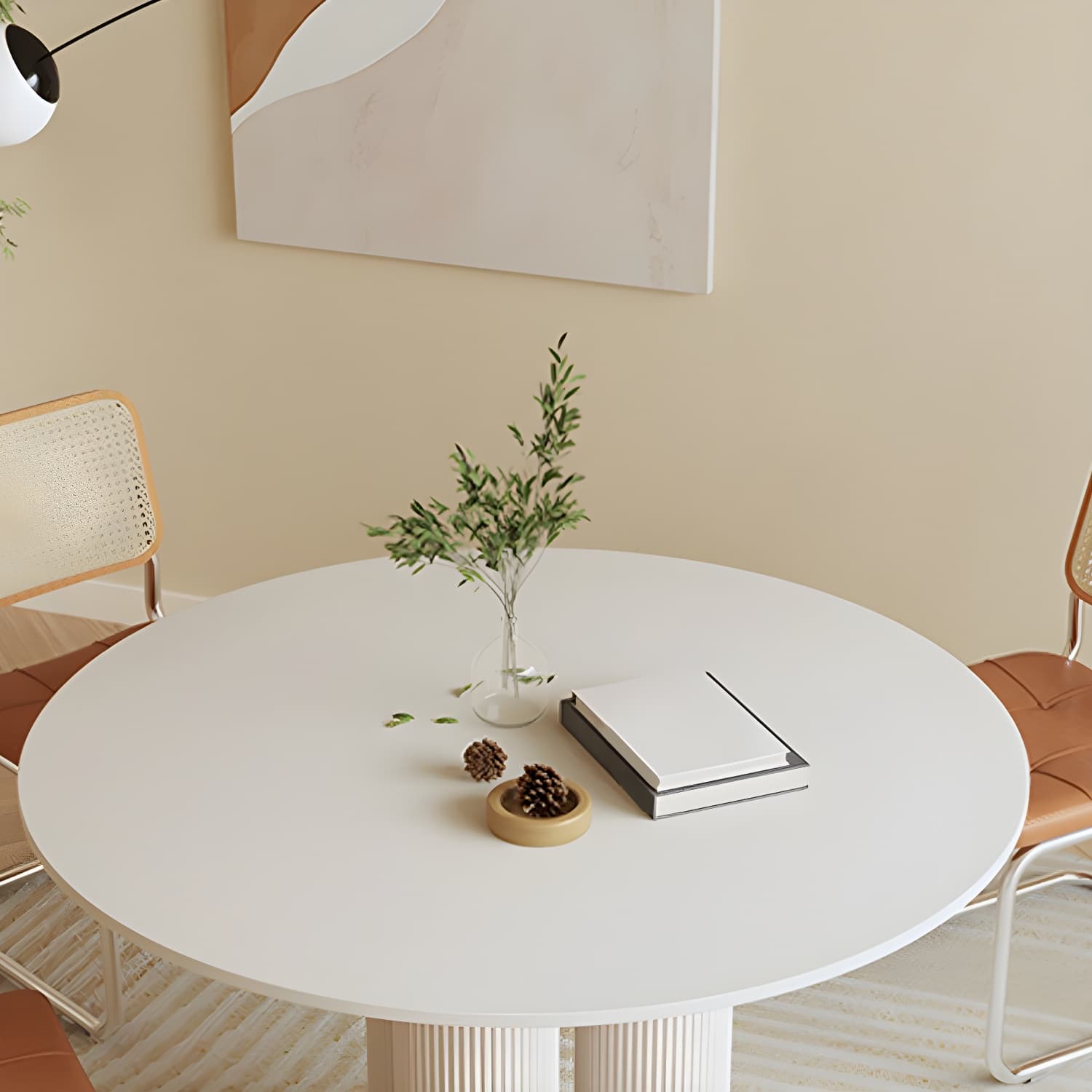 Contemporary Round Dining Table Stone Dinner Table with 3 Legs - image 6