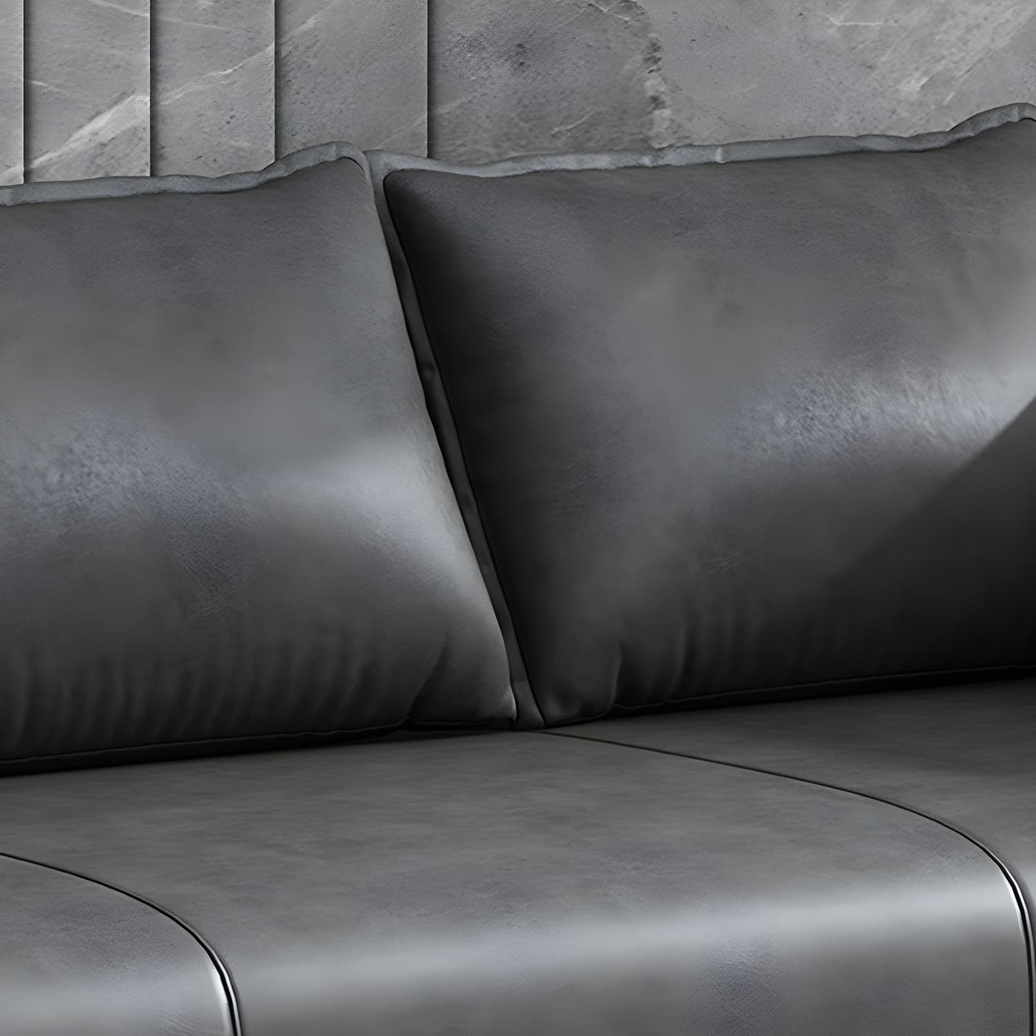 Modern 2-seat Sofa Faux Leather Tuxedo Arm Sofa with 2 Pillows - image 15