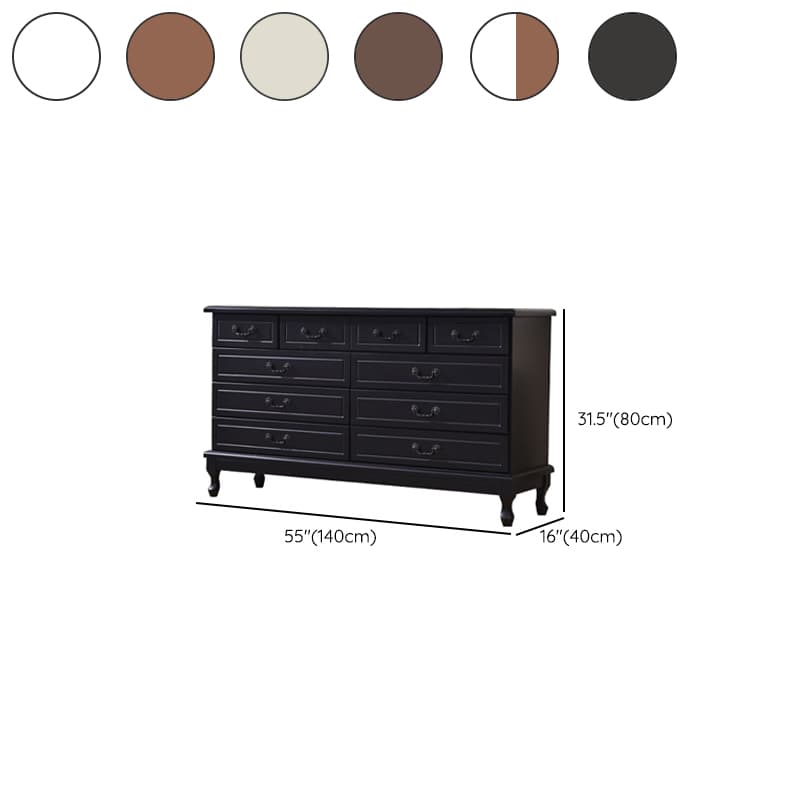 Traditional Style Black Handle Chest with Drawers in Solid Wood - image 21