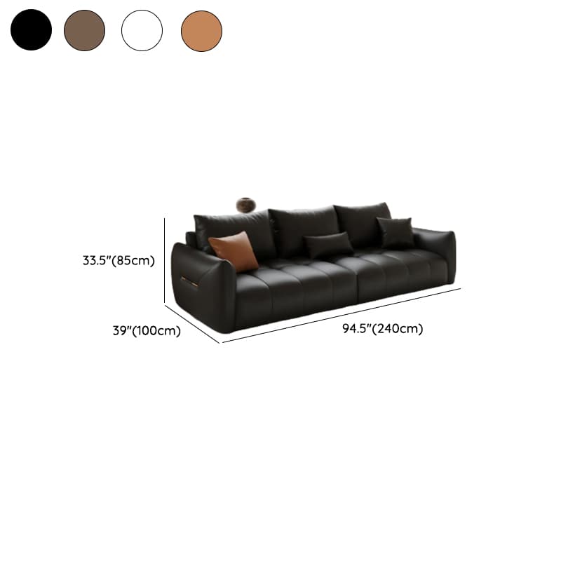Modish Solid Color Scratch-durable Standard Sofa in Midnight Black/Mocha/Off-White, Seats 3 with 3 Pillows - image 18
