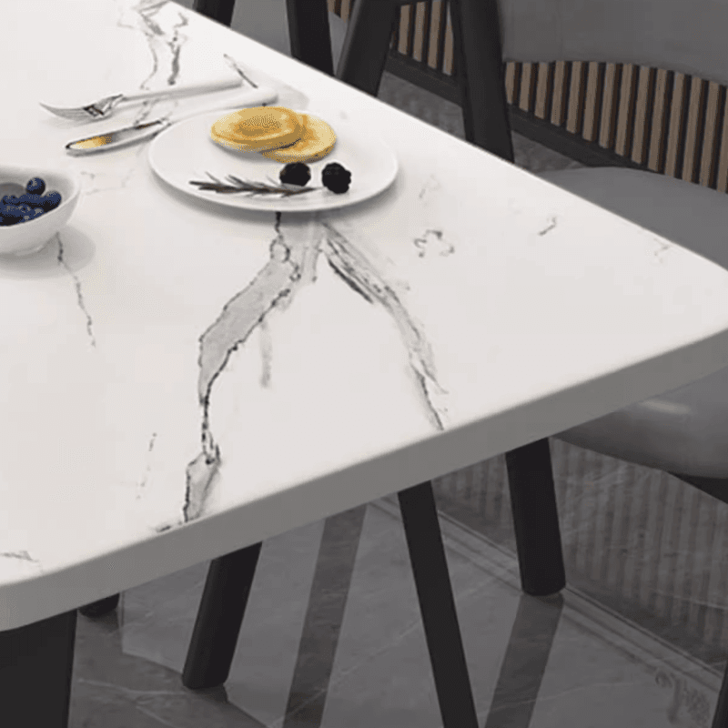 Dining Table Set with Recycled Wood Sleighing Base, Padded Chair, Back and Armrest, 5-piece in White - image 8