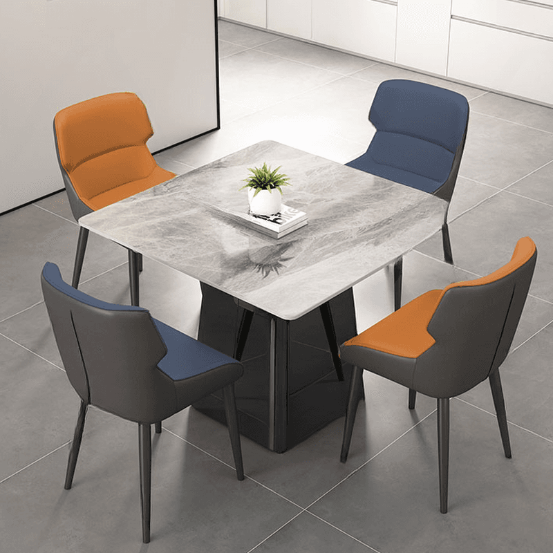 Square Dining Table Set with Stump Base, Enclosed Back, Fixed Table, Padded Chair, 5-piece - image 6