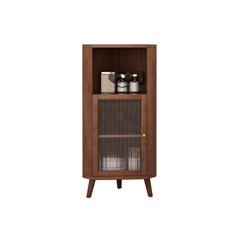 Standalone Corner Beech Midnight Black/Auburn Utility Storage Cabinet with Flexible Shelf, Glazed Door & 2 Cabinets/1 Cabinet
