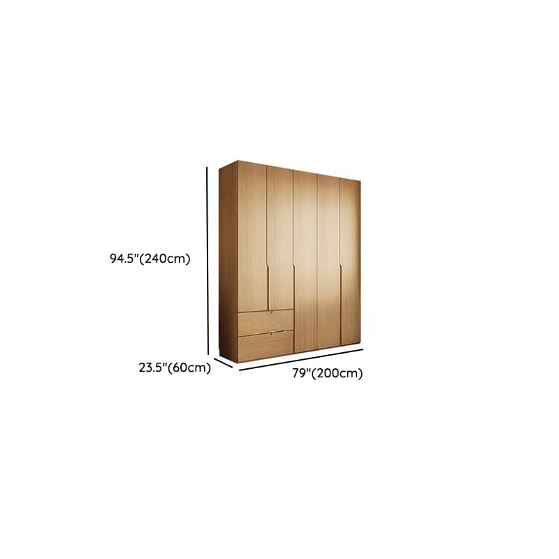 Natural Finish Minimalist Oak Wood Cabinet Armoire with Soft Close Drawer, Soft Close Door, Interior Shelves, and Clothing Rod - image 23