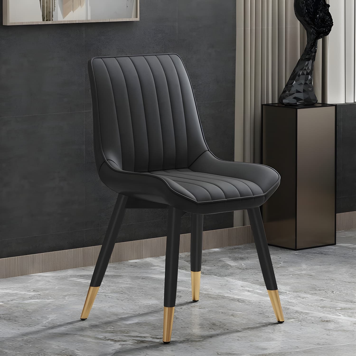 Glam Faux Leather Dining Chair Parsons Chair in Matte Finish for Home - image 9