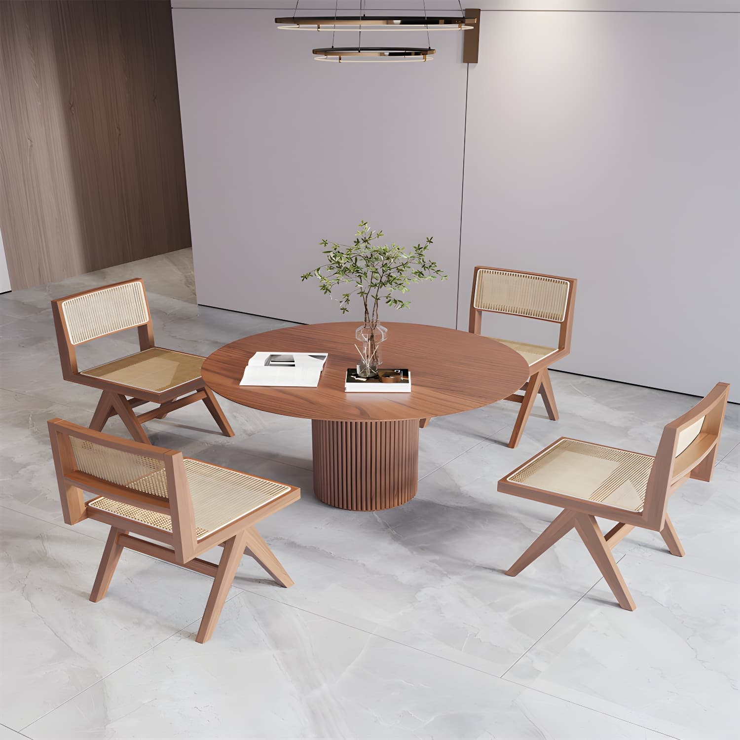 Round Solid Wood Dining Room Table Modern Dining Table with Pedestal Base - image 10