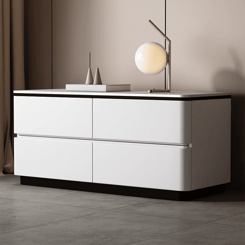 Modish Nightstand With Drawer Organization with 4 Drawers and Stone Tabletop - image 8