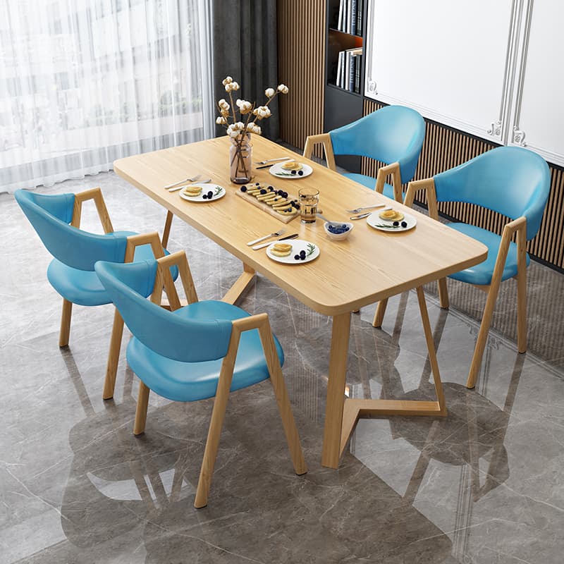 Dining Table Set with Sleighing Base and Fixed Table, Featuring Padded Chair with Back and Armrest, 5-piece Unfinished - image 9