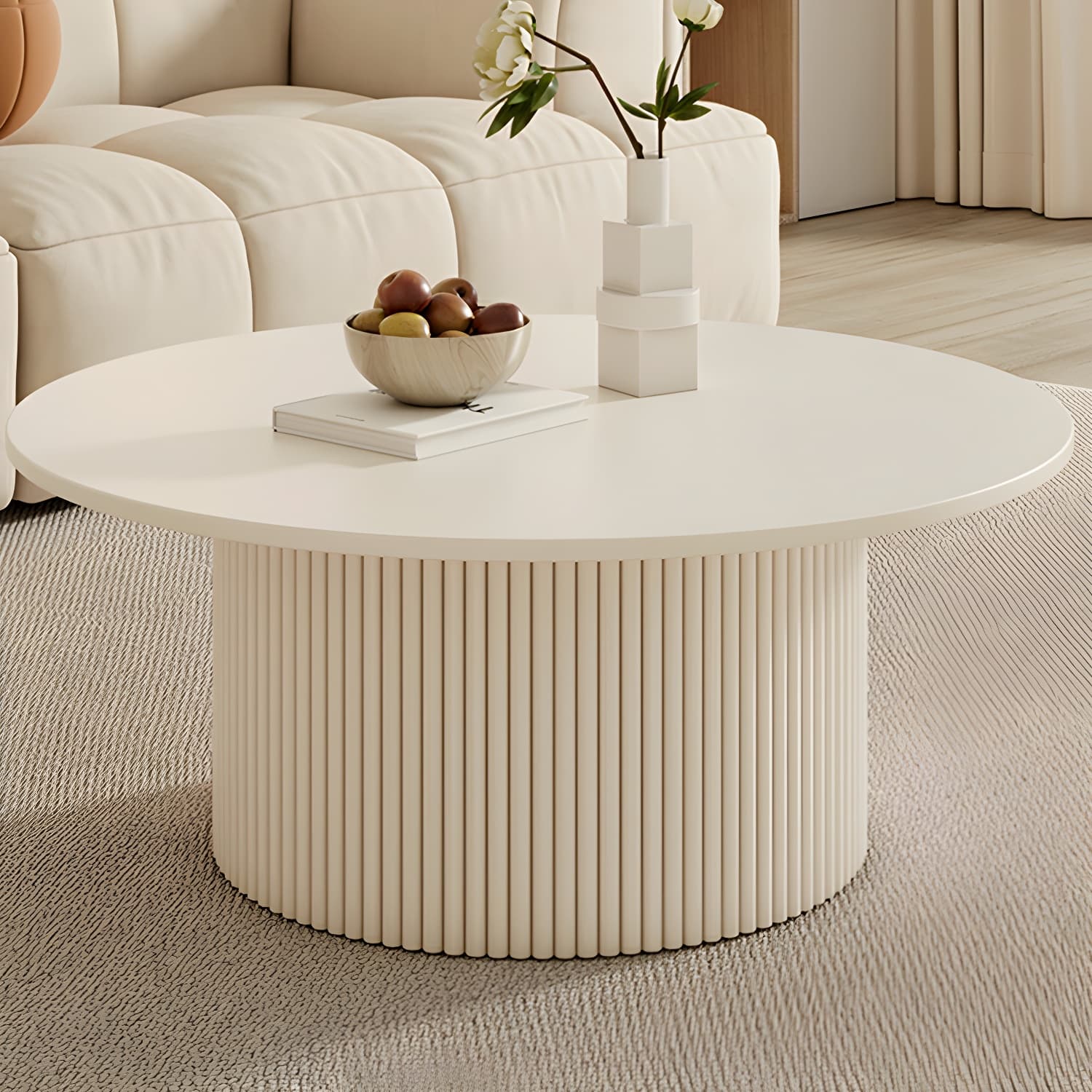 Round Nesting Coffee Tables Scandinavian Stone Top Steel Base