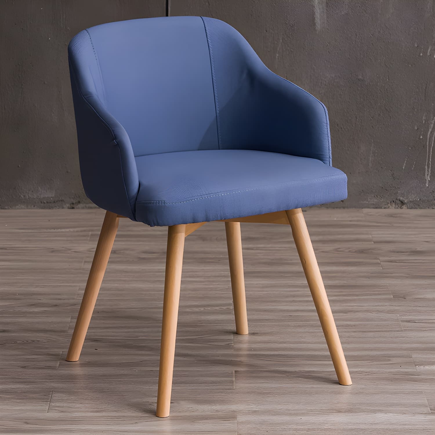 Scandinavian Beech Solid Back Arm Chair Fabric Dining Chair with Natural Legs - image 5