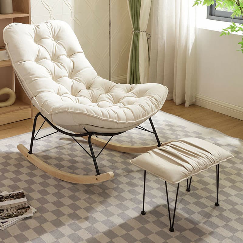 Upholstered Rocking Chair with Wood Legs - Armless Design, Resistant to Scratches and Stains - image 9